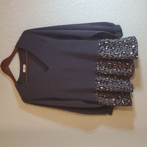 Entro Gray Leopard Print Top